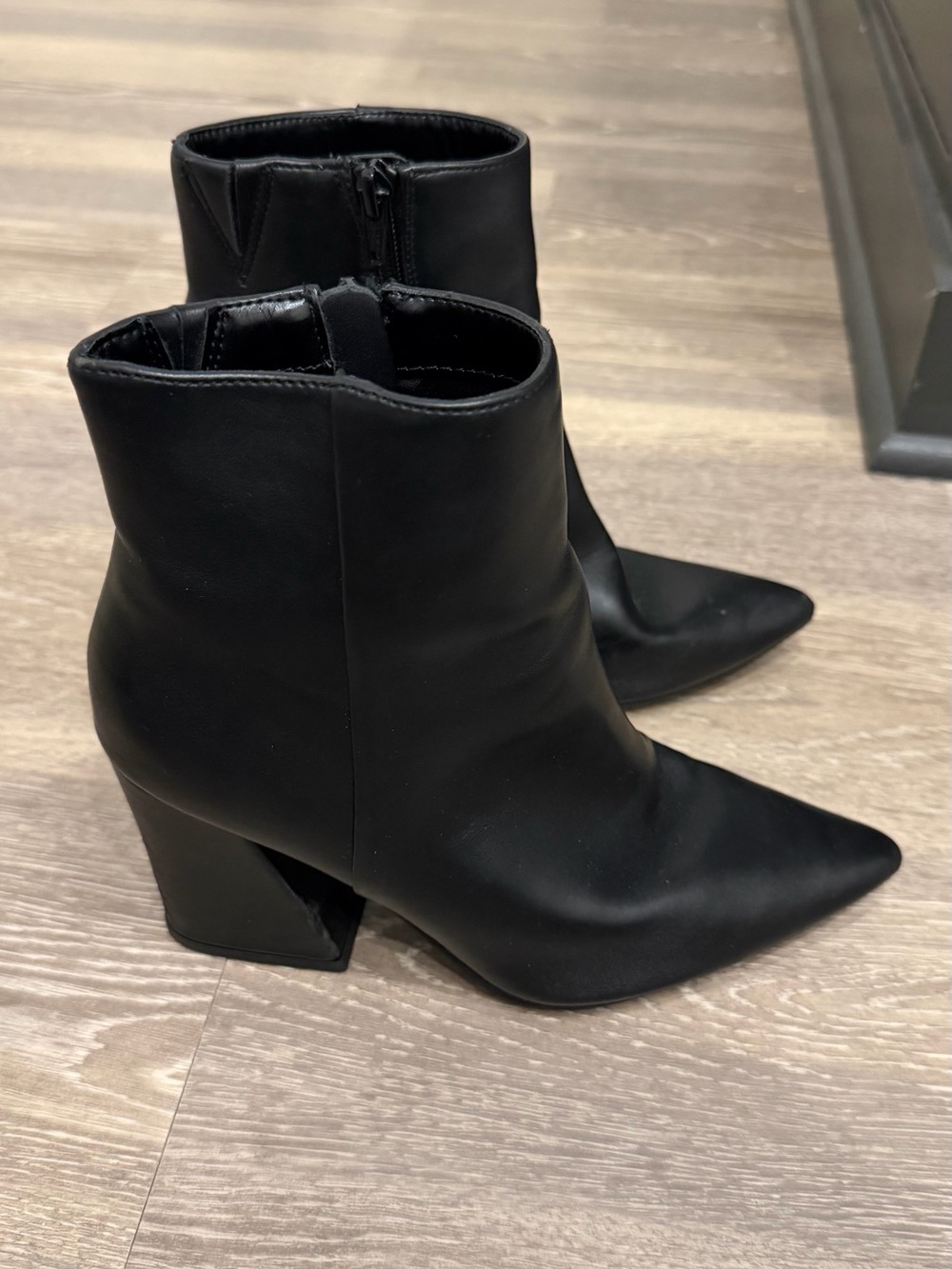a new day Black Pointed Toe Ankle Booties with Block Heel